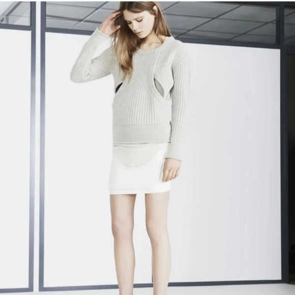 IRO Wool Ribbed Chunky Knit Heather Gray Cutout Magic Sweater(S) - Picture 4 of 11